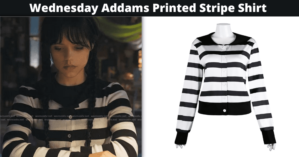 Wednesday Addams Printed Stripe Shirt 